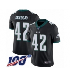 Men's Philadelphia Eagles #42 Andrew Sendejo Black Alternate Vapor Untouchable Limited Player 100th Season Football Jersey