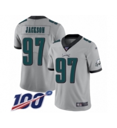 Youth Philadelphia Eagles #97 Malik Jackson Limited Silver Inverted Legend 100th Season Football Jersey