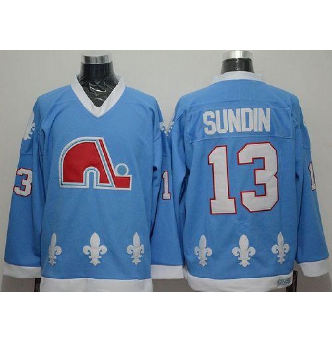 Nordiques #13 Mats Sundin Light Blue CCM Throwback Stitched NHL Jersey