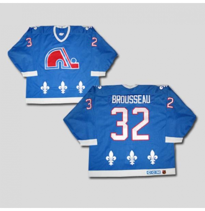 Nordiques #32 Paul Brousseau Stitched CCM Throwback blue NHL Jersey