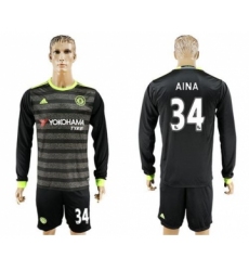 Chelsea #34 Aina Sec Away Long Sleeves Soccer Club Jersey