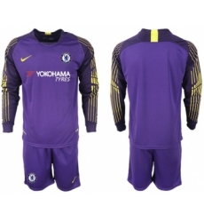 Chelsea Blank Purple Goalkeeper Long Sleeves Soccer Club Jersey