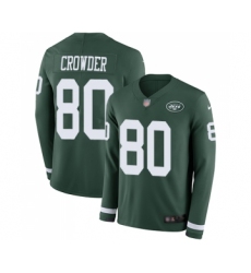 Men's New York Jets #80 Jamison Crowder Limited Green Therma Long Sleeve Football Jersey