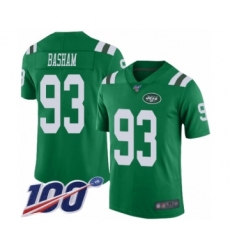 Men's New York Jets #93 Tarell Basham Limited Green Rush Vapor Untouchable 100th Season Football Jersey
