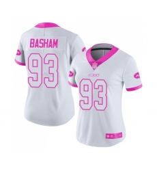 Women's New York Jets #93 Tarell Basham Limited White Pink Rush Fashion Football Jersey