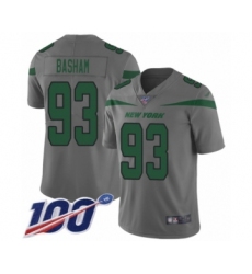 Youth New York Jets #93 Tarell Basham Limited Gray Inverted Legend 100th Season Football Jersey