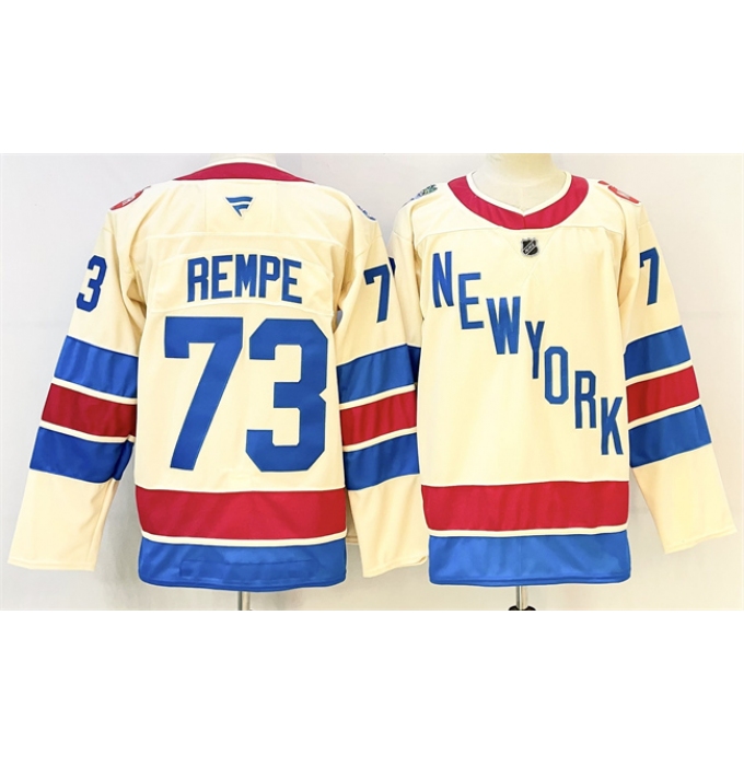 Men's New York Rangers #73 Matt Rempe Beige 2025-26 Winter Classic With A Stitched Hockey Jersey
