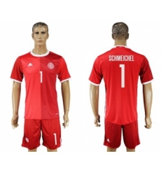 Danmark #1 Schmeichel Red Home Soccer Country Jersey