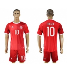 Danmark #10 Eriksen Red Home Soccer Country Jersey