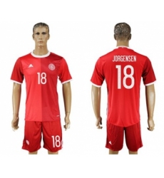 Danmark #18 Jorgensen Red Home Soccer Country Jersey