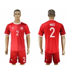 Danmark #2 Wass Red Home Soccer Country Jersey