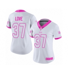 Women's New York Giants #37 Julian Love Limited White Pink Rush Fashion Football Jersey