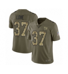 Youth New York Giants #37 Julian Love Limited Olive Camo 2017 Salute to Service Football Jersey