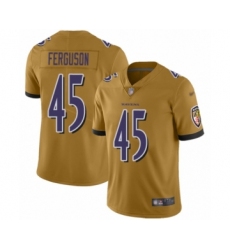 Women's Baltimore Ravens #45 Jaylon Ferguson Limited Gold Inverted Legend Football Jersey
