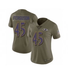 Women's Baltimore Ravens #45 Jaylon Ferguson Limited Olive 2017 Salute to Service Football Jersey
