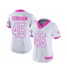 Women's Baltimore Ravens #45 Jaylon Ferguson Limited White Pink Rush Fashion Football Jersey