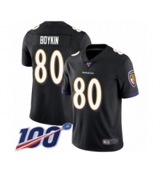 Men's Baltimore Ravens #80 Miles Boykin Black Alternate Vapor Untouchable Limited Player 100th Season Football Jersey