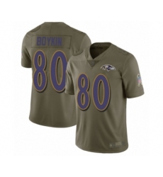 Men's Baltimore Ravens #80 Miles Boykin Limited Olive 2017 Salute to Service Football Jersey