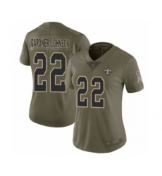 Women's New Orleans Saints #22 Chauncey Gardner-Johnson Limited Olive 2017 Salute to Service Football Jersey