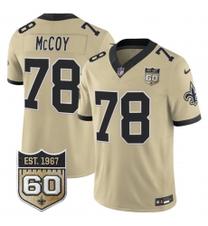 Men's New Orleans Saints #78 Erik McCoy Gold 2026 F.U.S.E 60th Anniversary Vapor Limited Football Stitched Jersey