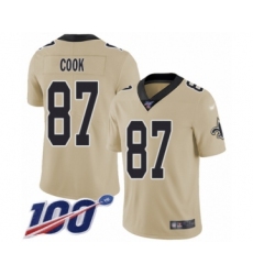 Youth New Orleans Saints #87 Jared Cook Limited Gold Inverted Legend 100th Season Football Jersey
