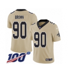 Youth New Orleans Saints #90 Malcom Brown Limited Gold Inverted Legend 100th Season Football Jersey