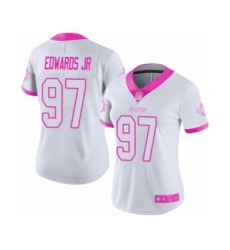 Women's New Orleans Saints #97 Mario Edwards Jr Limited White Pink Rush Fashion Football Jersey