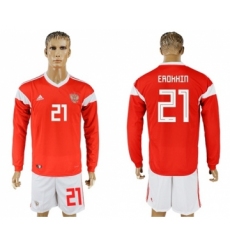 Russia #21 Erokhin Red Home Long Sleeves Soccer Country Jersey