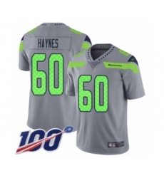 Men's Seattle Seahawks #60 Phil Haynes Limited Silver Inverted Legend 100th Season Football Jersey