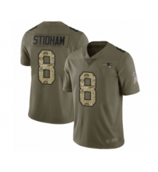Men's New England Patriots #8 Jarrett Stidham Limited Olive Camo 2017 Salute to Service Football Jersey