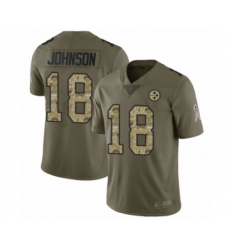 Youth Pittsburgh Steelers #18 Diontae Johnson Limited Olive Camo 2017 Salute to Service Football Jersey