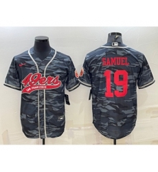 Men's San Francisco 49ers #19 Deebo Samuel Grey Camo With Patch Cool Base Stitched Baseball Jersey