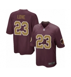 Men's Washington Redskins #23 Bryce Love Game Burgundy Red Gold Number Alternate 80TH Anniversary Football Jersey