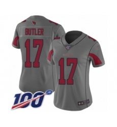 Women's Arizona Cardinals #17 Hakeem Butler Limited Silver Inverted Legend 100th Season Football Jersey
