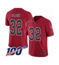 Men's Atlanta Falcons #32 Qadree Ollison Limited Red Rush Vapor Untouchable 100th Season Football Jersey