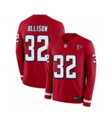 Men's Atlanta Falcons #32 Qadree Ollison Limited Red Therma Long Sleeve Football Jersey