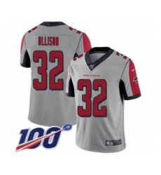 Men's Atlanta Falcons #32 Qadree Ollison Limited Silver Inverted Legend 100th Season Football Jersey