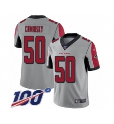 Men's Atlanta Falcons #50 John Cominsky Limited Silver Inverted Legend 100th Season Football Jersey