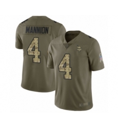 Youth Minnesota Vikings #4 Sean Mannion Limited Olive Camo 2017 Salute to Service Football Jersey