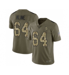Men's Minnesota Vikings #64 Josh Kline Limited Olive Camo 2017 Salute to Service Football Jersey