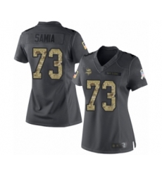 Women's Minnesota Vikings #73 Dru Samia Limited Black 2016 Salute to Service Football Jersey