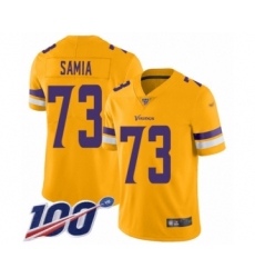 Youth Minnesota Vikings #73 Dru Samia Limited Gold Inverted Legend 100th Season Football Jersey