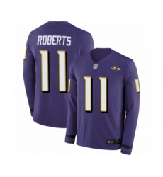 Youth Baltimore Ravens #11 Seth Roberts Limited Purple Therma Long Sleeve Football Jersey