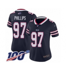Women's Buffalo Bills #97 Jordan Phillips Limited Navy Blue Inverted Legend 100th Season Football Jersey