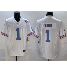 Men's Tennessee Titans #1 Cameron Ward White 2025 Draft F.U.S.E. 1997 Throwback Vapor Limited Football Stitched Jersey