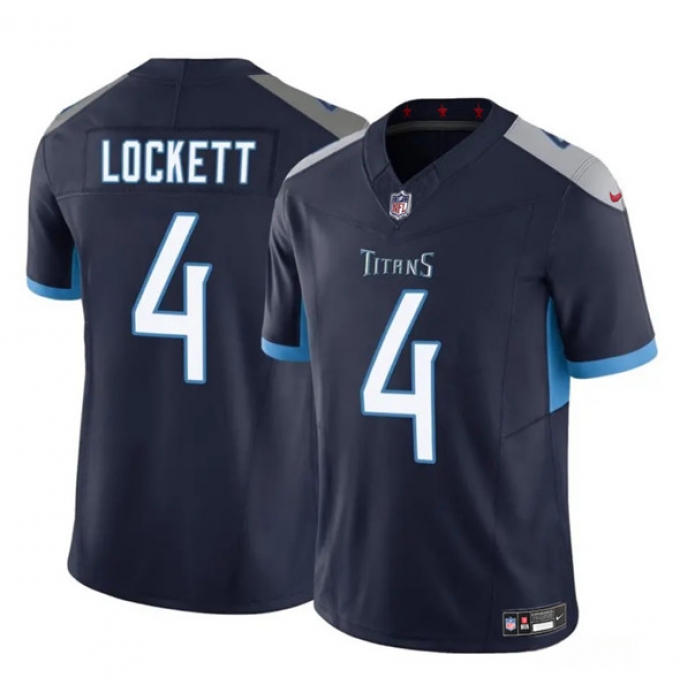 Men's Tennessee Titans #4 Tyler Lockett Navy 2025 F.U.S.E. Vapor Limited Football Stitched Jersey
