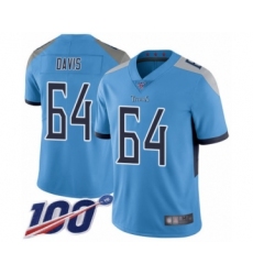 Youth Tennessee Titans #64 Nate Davis Light Blue Alternate Vapor Untouchable Limited Player 100th Season Football Jersey
