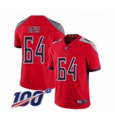 Youth Tennessee Titans #64 Nate Davis Limited Red Inverted Legend 100th Season Football Jersey