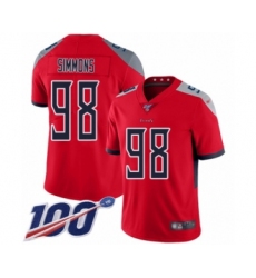 Men's Tennessee Titans #98 Jeffery Simmons Limited Red Inverted Legend 100th Season Football Jersey
