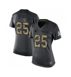Women's Carolina Panthers #25 Eric Reid Limited Black 2016 Salute to Service Football Jersey
